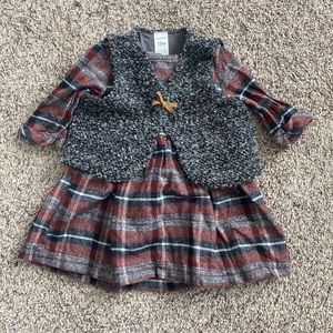 Carters Plaid Dress with Dark Grey Vest
